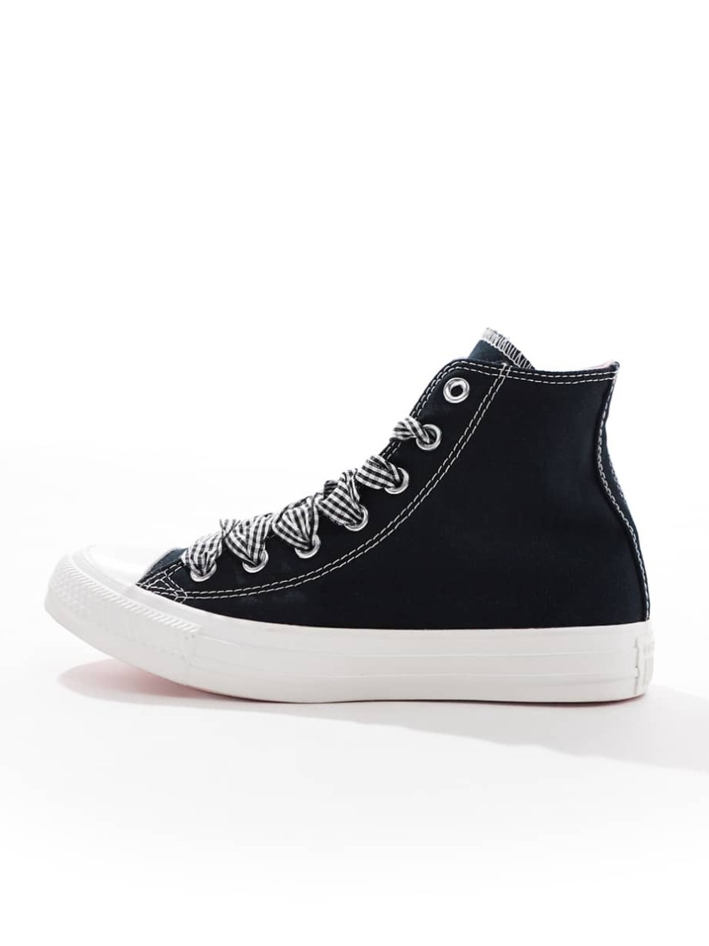 Converse Chuck Taylor All Star Hi sneakers in black with gingham laces